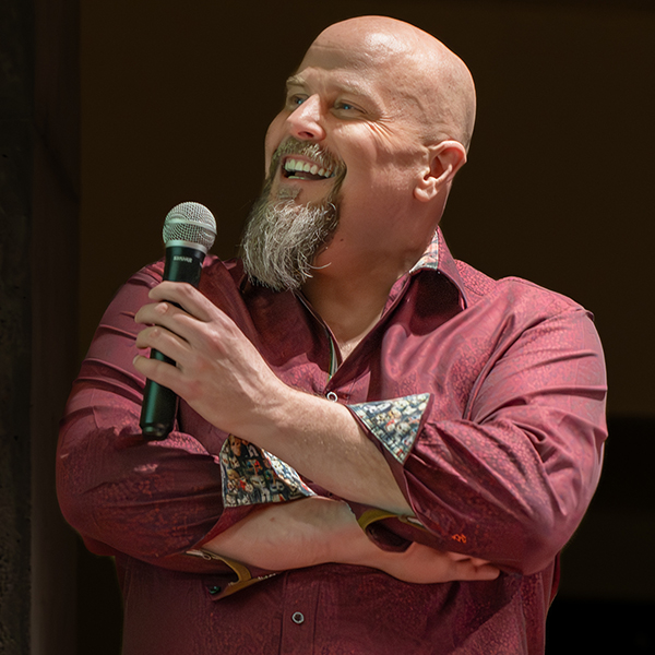 Trey speaking on stage (placeholder)